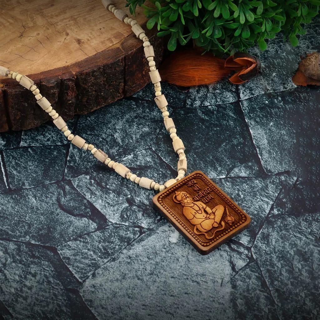 Bageshwar Dham Tulsi Mala with Wooden Hanumanji Locket