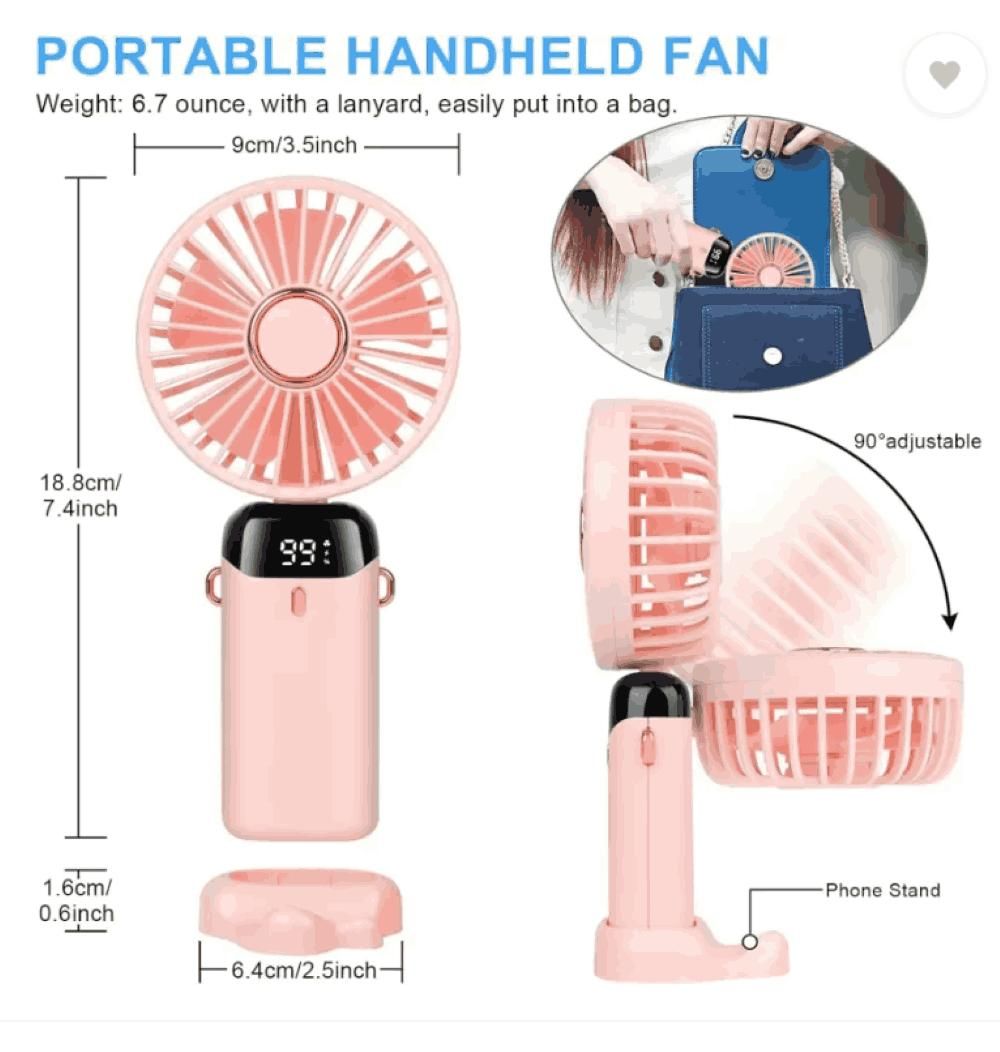 3-in-1 Portable Handheld Fan – Stay Cool Anytime, Anywhere!