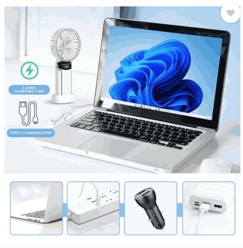 3-in-1 Portable Handheld Fan – Stay Cool Anytime, Anywhere!