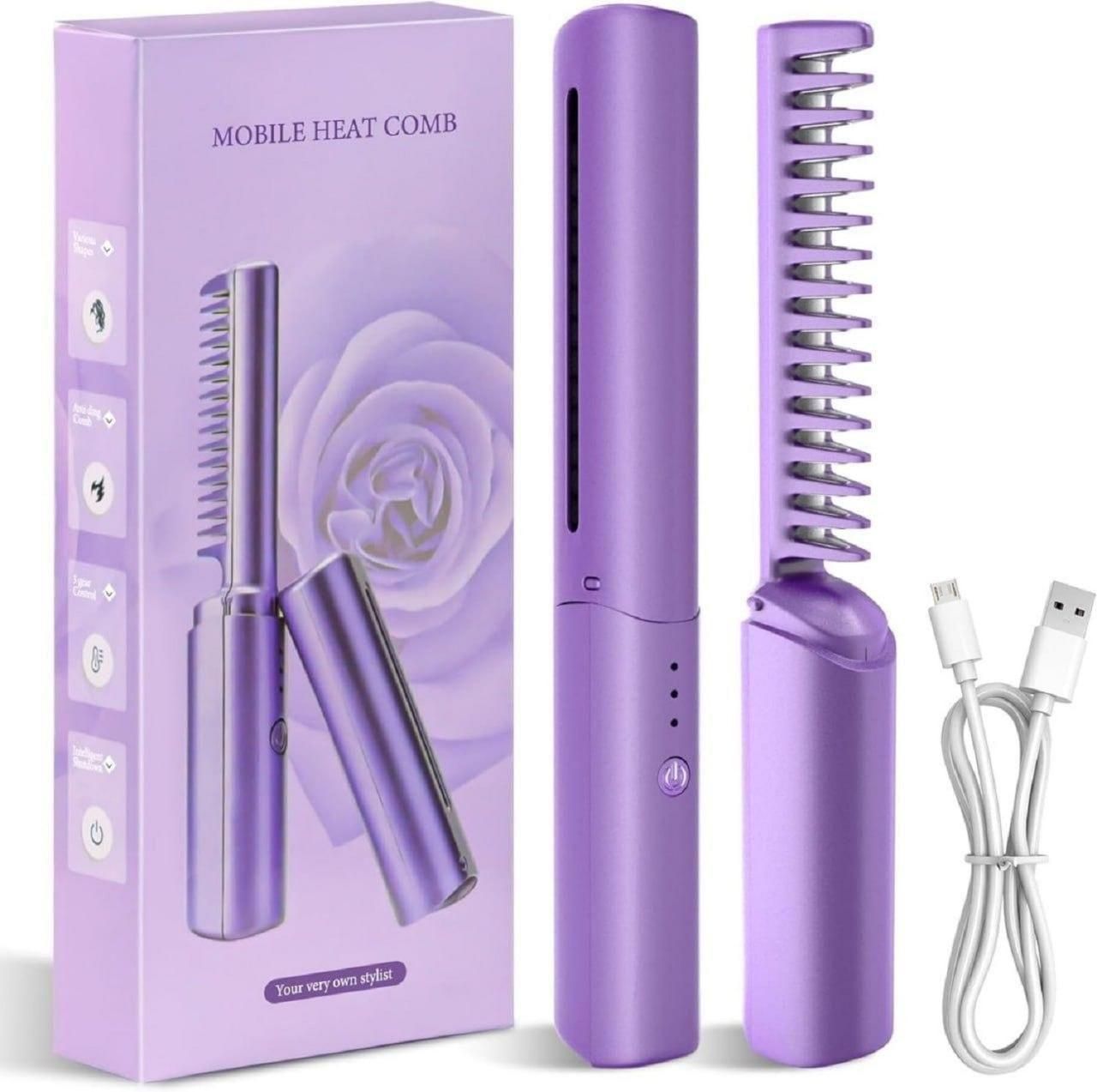 Meneflix Cordless Mini Hair Straightener | Rechargeable, Adjustable Hot Comb for Travel & Quick Styling