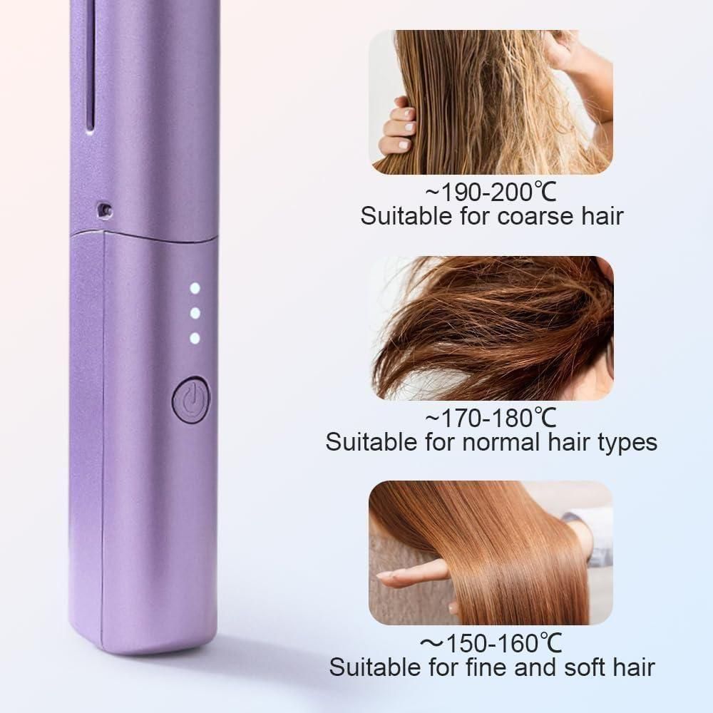 Meneflix Cordless Mini Hair Straightener | Rechargeable, Adjustable Hot Comb for Travel & Quick Styling