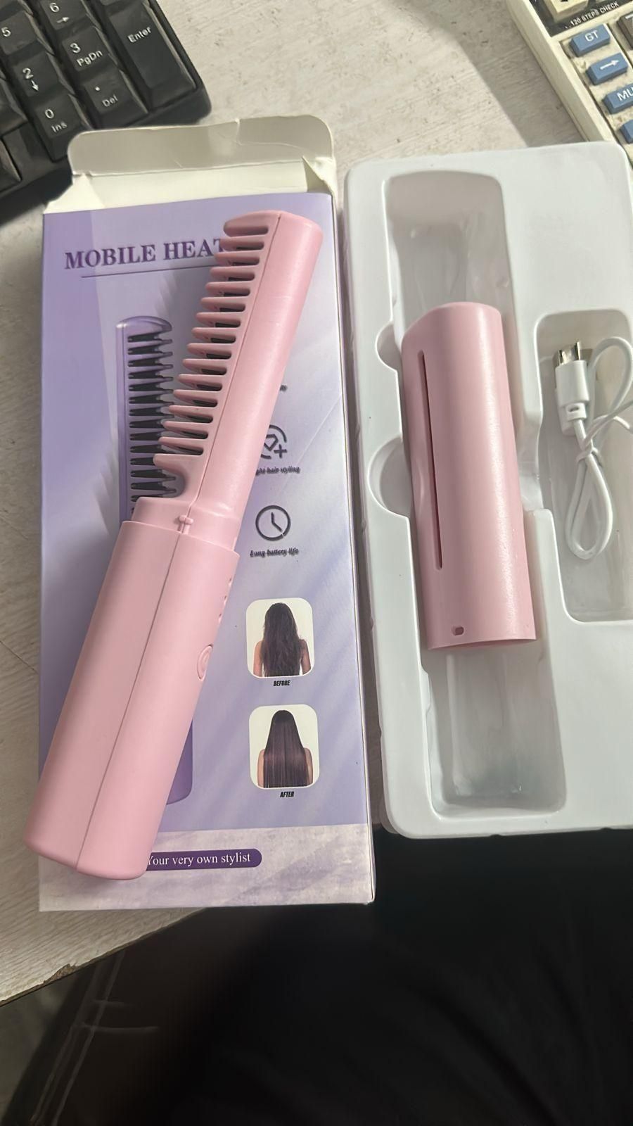 Meneflix Cordless Mini Hair Straightener | Rechargeable, Adjustable Hot Comb for Travel & Quick Styling